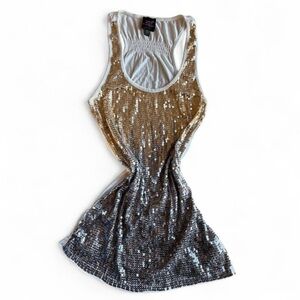 bebe Gold and Silver Sequin Tank Top